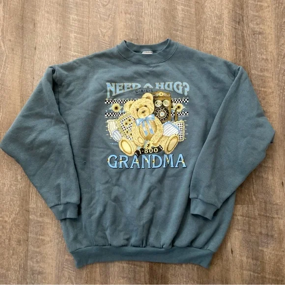 SOLD. Vintage 90s Grandma Crewneck Sweater Size XL - Picture 1 of 4